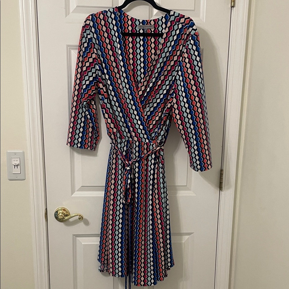 Danny & Nicole Multicolor Diamond Pattern Dress 20W